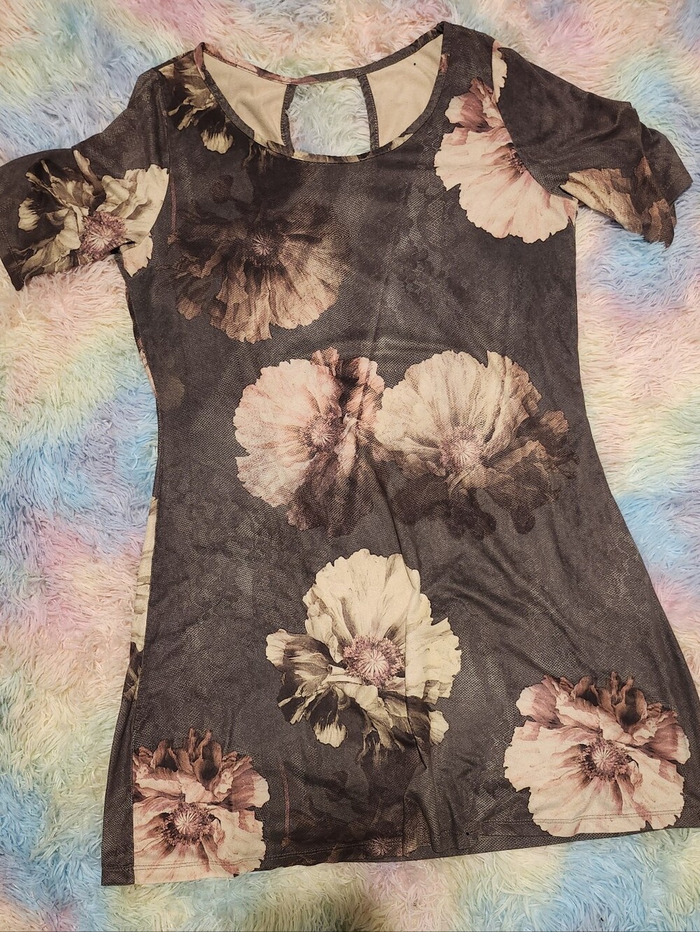 Source Unknown Floral Maxi Dress in Gray and Blush